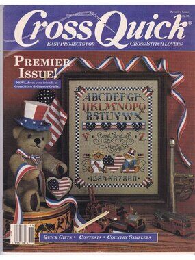 Vintage Craft Patterns, Cross Stitch Cross Quick Magazine, Premier Issue 1987
